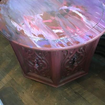 Artsy painted 70's storage table