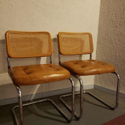 Lot #5: Mid Century Modern Cane Back Chairs (2)