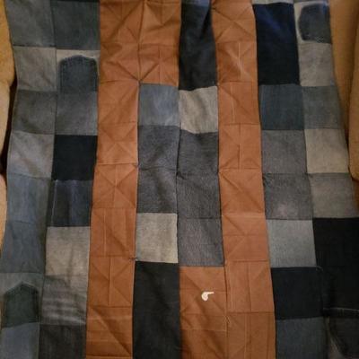 Lot 16: Vintage Denim Patchwork Quilted Curtain
