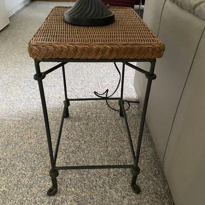 Wicker Table with Metal Legs