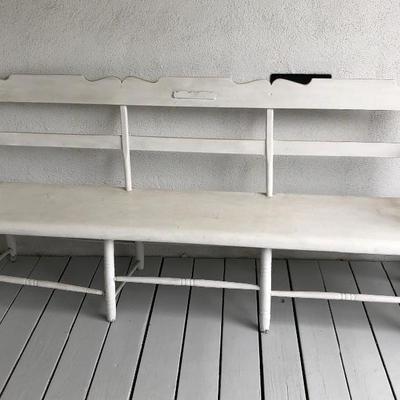 Long Bench or Church Pew painted white