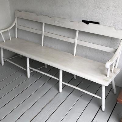 Long Bench or Church Pew painted white