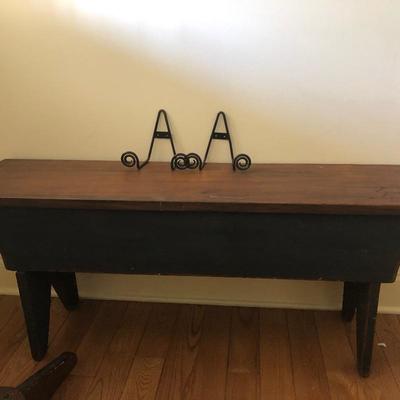 Lot 113 - Vintage Bench, Coat Rack, Wall Hooks