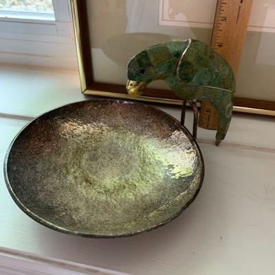 Stone Parrot & Hand Hammered Bowl