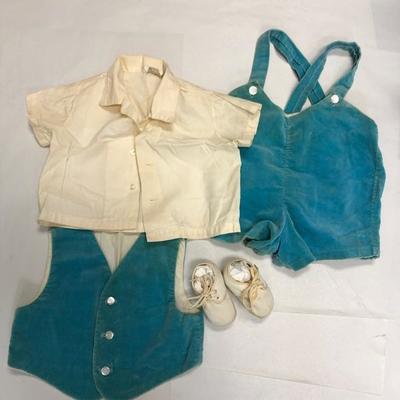Vintage Toddler Infant Teal Corduroy Outfit