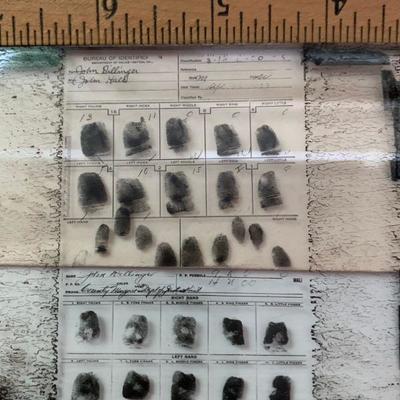 John Dillinger's Morgue Fingerprint glass slides / The Real Deal