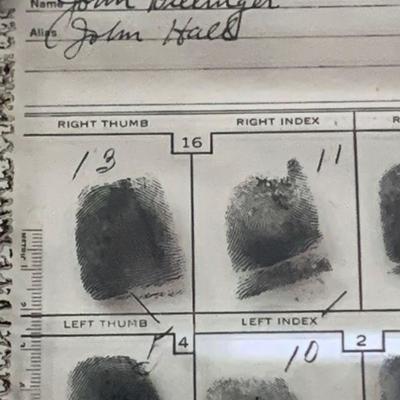 John Dillinger's Morgue Fingerprint glass slides / The Real Deal