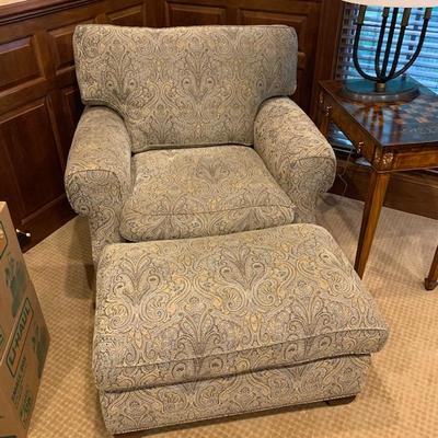 VANGUARD UPHOLSTERED CHAIR AND HALF WITH OTTOMAN $425