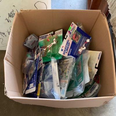 Large box of vintage starting line-up's in packaging 