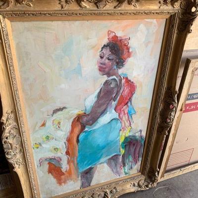Large framed oil on canvas 