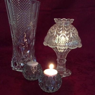 LOT 1 - Glass Votives and Vase