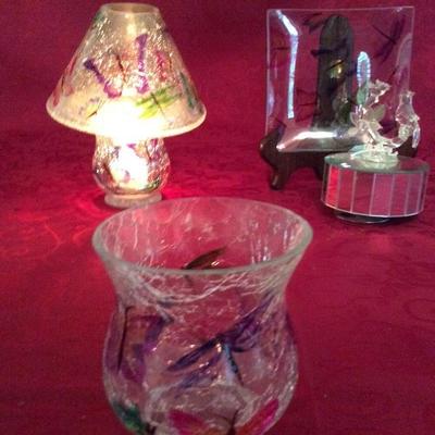 Lot 5 Votive holder, candle try and  candle  shade