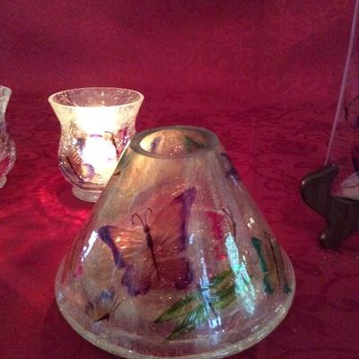 Lot 5 Votive holder, candle try and  candle  shade