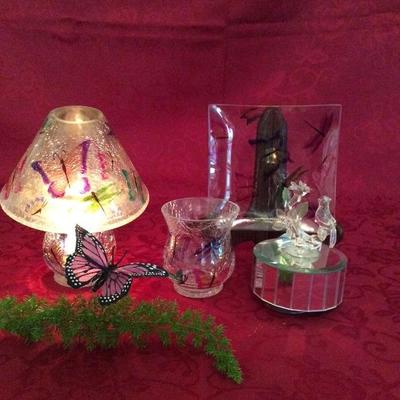 Lot 5 Votive holder, candle try and  candle  shade