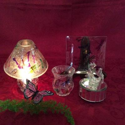 Lot 5 Votive holder, candle try and  candle  shade