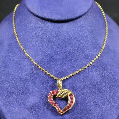 LOT#18: Stamped 14K Gold Chain & Heart Pendent #1