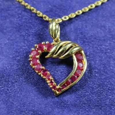 LOT#18: Stamped 14K Gold Chain & Heart Pendent #1