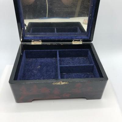 Asian Inspired Mt Fuji Enamel Jewelry Box