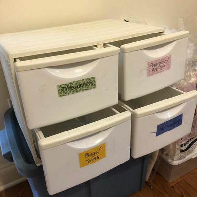 Lot 152 - Batting, Fabric Bits, and Bins