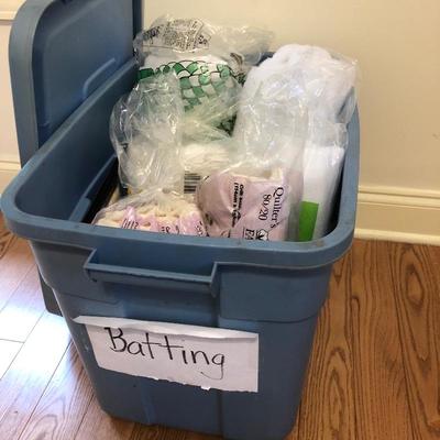 Lot 152 - Batting, Fabric Bits, and Bins