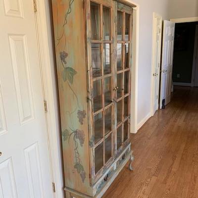 Painted Distressed 2-Door Display Cabinet $245