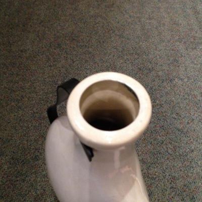 Large Ceramic Ewer in Iron Stand