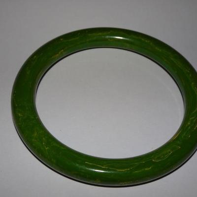 Green Marbled Bakelite Bangle Bracelet