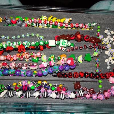 Femo Clay Beads Polymer Beads Lot, Rabbits, Deer, Butterfly, Ducks and more