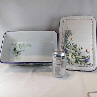 Artist-Painted Enameled Casserole Dish