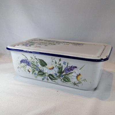 Artist-Painted Enameled Casserole Dish