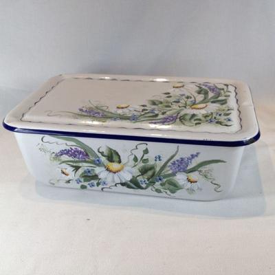 Artist-Painted Enameled Casserole Dish