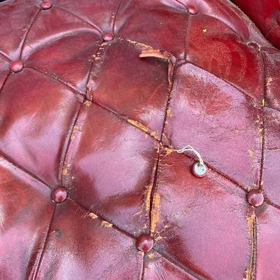 Vintage Burgundy Red Leather Tufted Chair