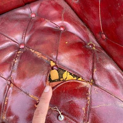 Vintage Burgundy Red Leather Tufted Chair
