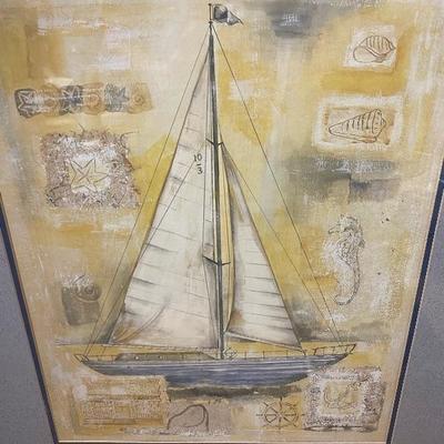 Large Framed Sail Boat Print, framed wall art