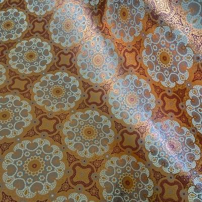 Vintage 1970s Metallic Orange Mandala Foil Wallpaper NEW Unopened Roll with extra.