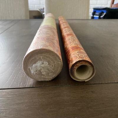 Vintage 1970s Metallic Orange Mandala Foil Wallpaper NEW Unopened Roll with extra.