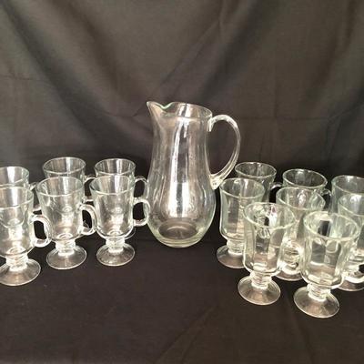 Lot 166 - Glass Pitcher & Stemmed Glasses