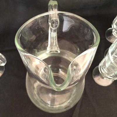 Lot 166 - Glass Pitcher & Stemmed Glasses