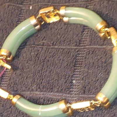 Gold Tone Jade Bracelet 
