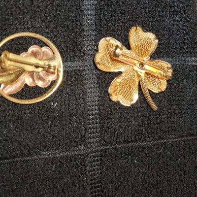 2 Gold Tone Brooches