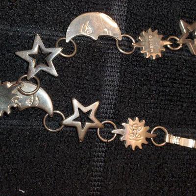 Sterling Stars and Moon Bracelet 