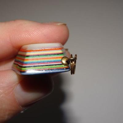 Vintage Celluloid or Resin Rainbow Layered Pendant 