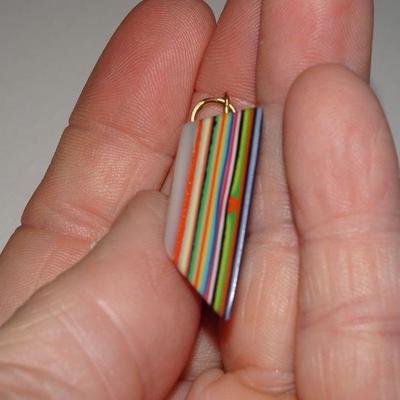 Vintage Celluloid or Resin Rainbow Layered Pendant 