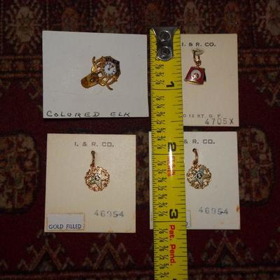 Gold Filled Tie Tack Lot, Fraternal Pins, Elks 1/20th 12Kt. G.F (4 pins) 