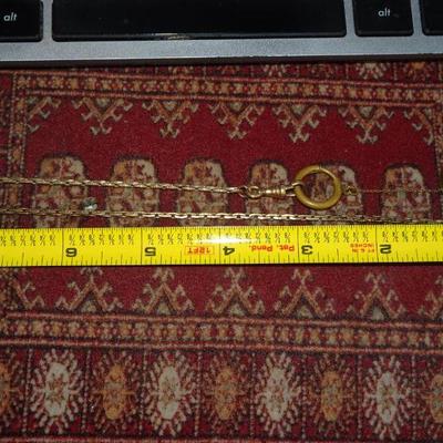 Vintage Pocket Watch Retractable Chain Guilloche Gold Tone