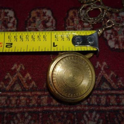 Vintage Pocket Watch Retractable Chain Guilloche Gold Tone