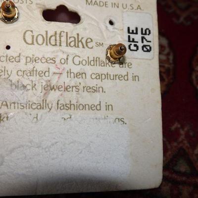 Gold Filled, Gold Tone Jewelry Lot, Key & Heart Fraternal Locket, Heart Bracelet, 14K GF Gold Flake Earrings, Gold Done Heart Necklace