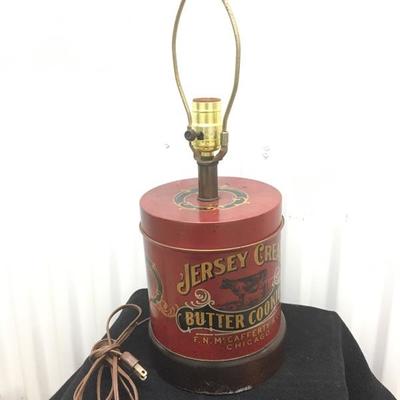 Vintage JERSEY CREAM Advertising Tin converted to a Table Lamp
