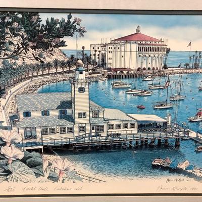 Yacht Club Catalina Island Framed Numbered Signed Print