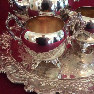 Lot 27 Silver Plate Tea set with Tray